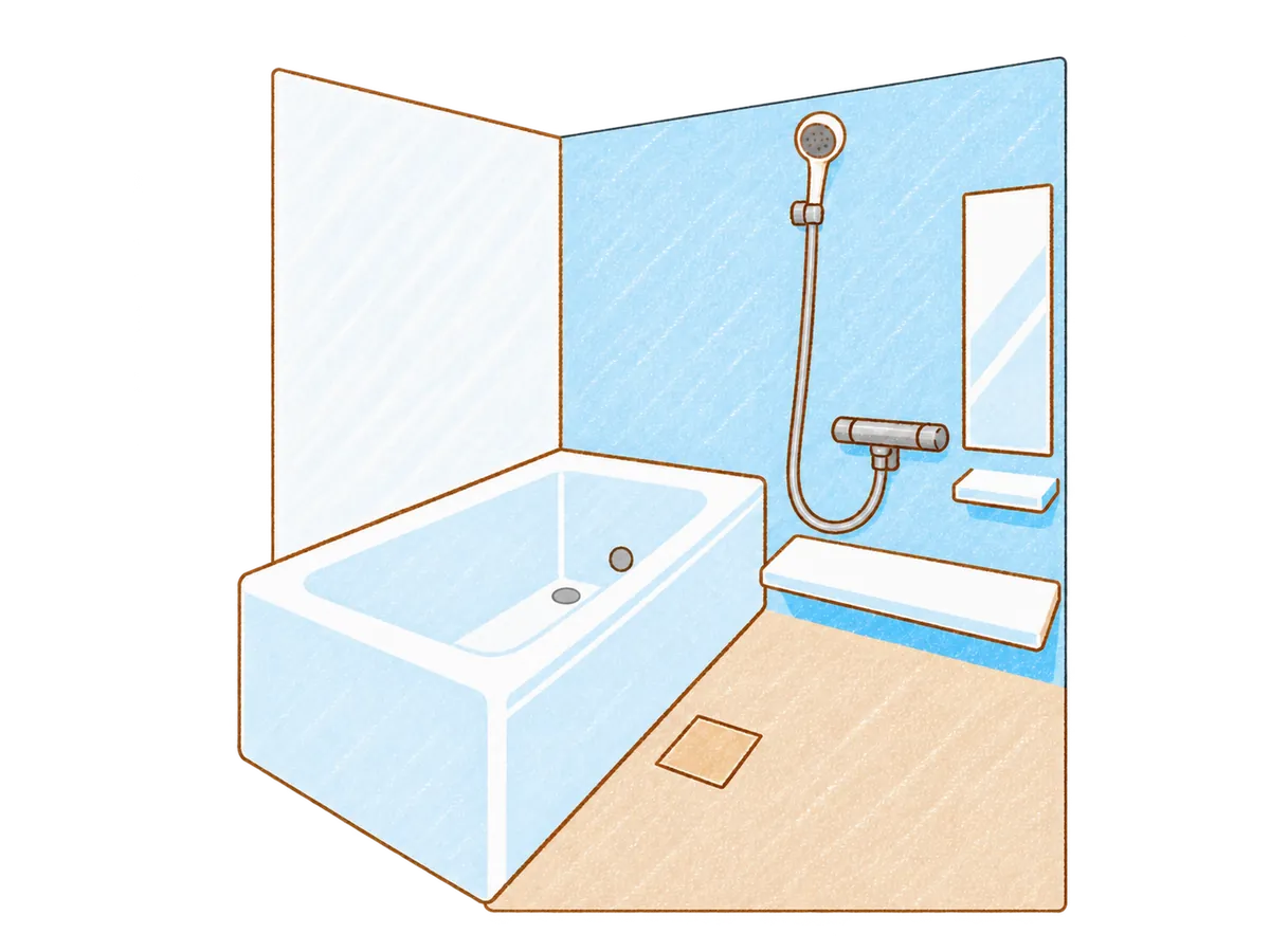 リフォーム後の浴室空間を表したイラスト