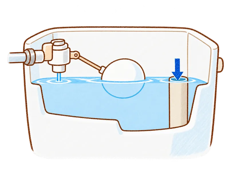 タンクの中で水が流れ続ける