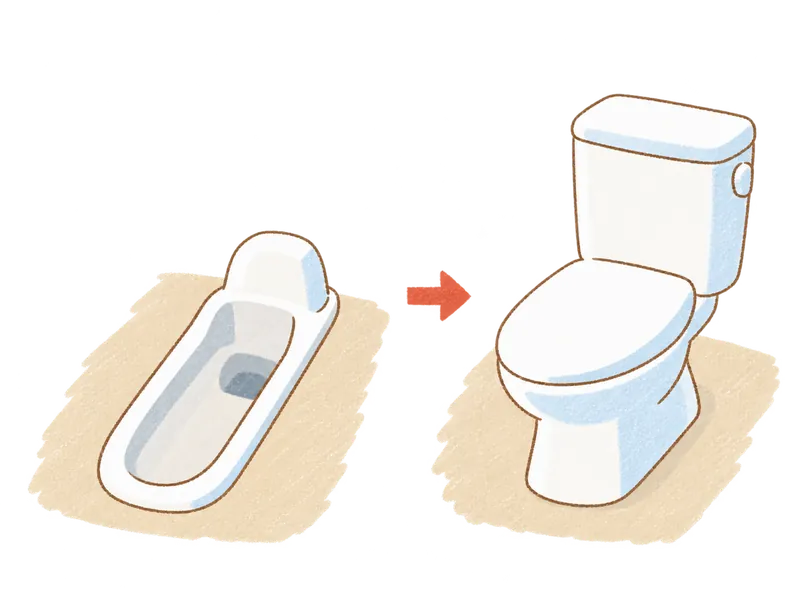 和式 → 洋式の便器