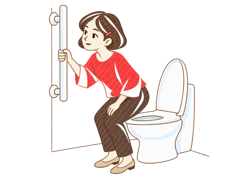 手すりで立ち上がる人