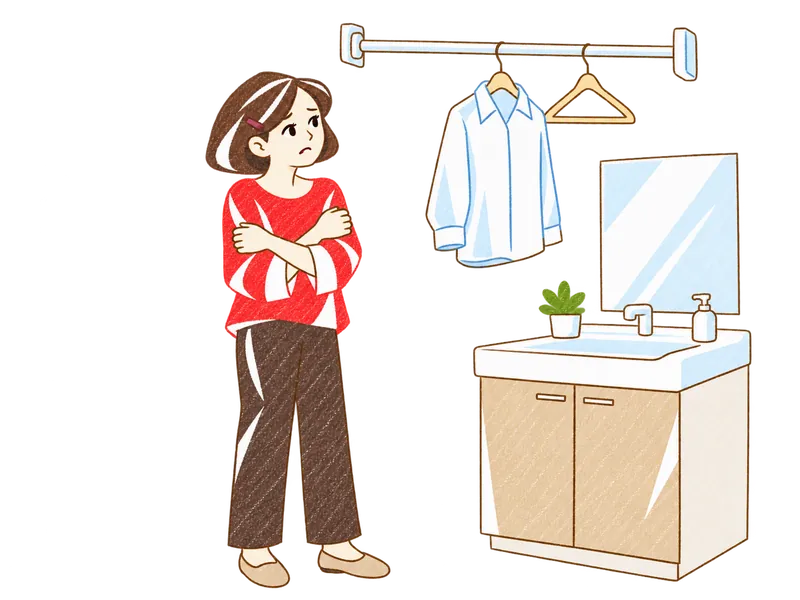 寒い脱衣所と部屋干し